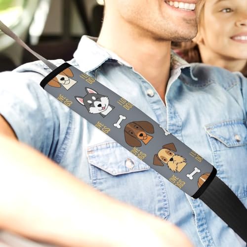 2 Pack Cute Dogs Puppies Print Car Seat Straps Shoulder Pads Soft Padded Shoulder Harness Cover for Adult Use, Stroller Pushchair High Chair, Pressure Relief - color: Pattern 325