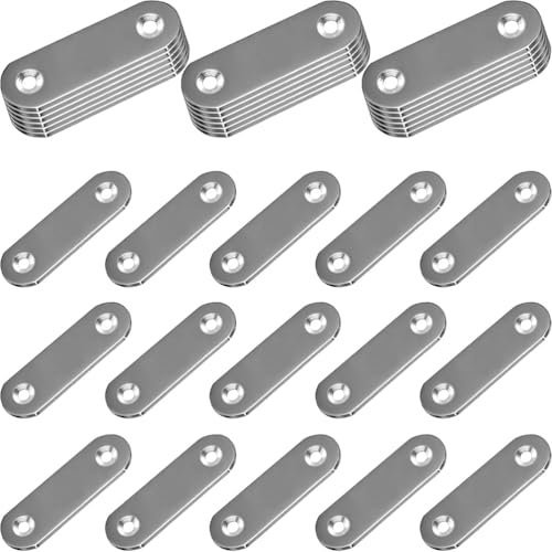 20PCS Straight Brace Brackets 2 Inch Stainless Steel Flat Mending Plates, Repair Fixing Joining Brackets for Wood Furniture with Screws - size: 1.81 inches (20 Pieces)