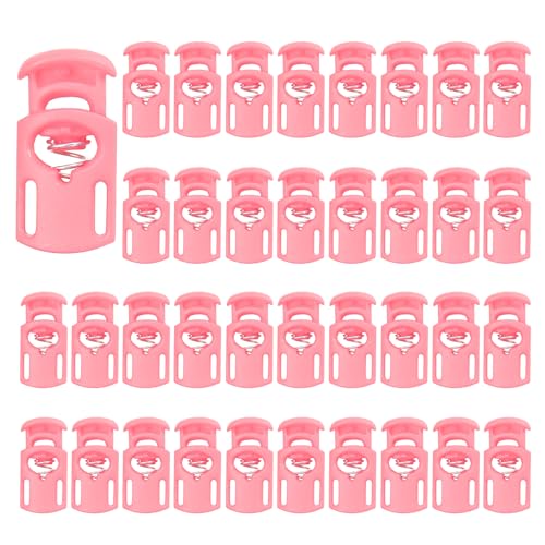 PATIKIL Nylon Spring Cord Locks, Elastic Toggle Stop Slider Clamp Adjuster Fastener for Drawstring Shoelaces Paracord - color: Pink
