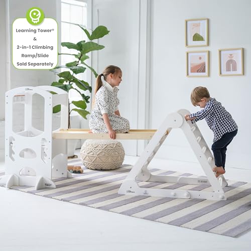 Little Partners Learn 'N Climb Foldable Wooden Climbing Triangle, Wood Climbing Gym for Toddlers, Triangle Climber for Skill-Building and Active Play, Soft White - color: Soft White