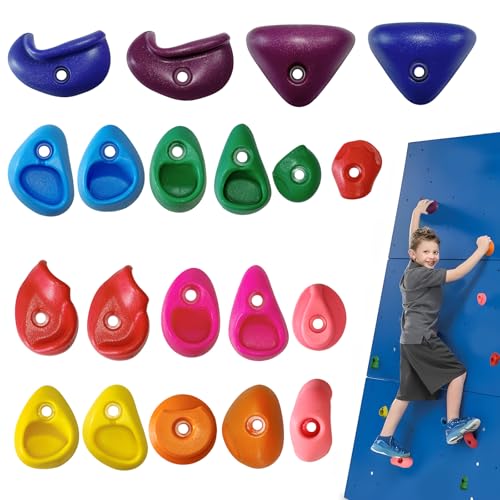 52 PCS Rock Climbing Wall for Kids,Rock Wall Climbing Holds,Adults Climbing Wall Grip Kits Holds Up to 230 lbs for Outdoor Indoor Home Playground Climbing Wall Holds