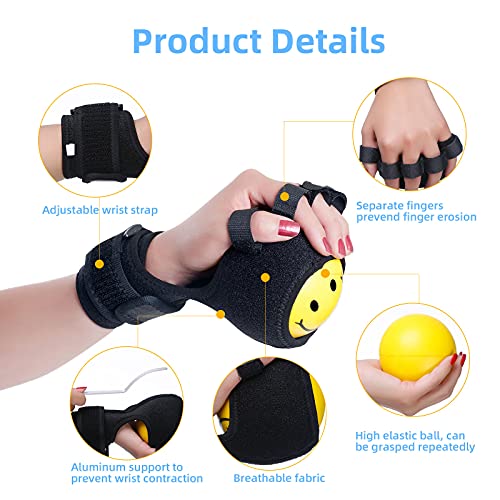 Anti-spasticity Ball Splint Hand Finger for Hand Stroke Hemiplegia Finger Recovery Spasm Dystonia Hemiplegia Finger Training Hand Functional Impairment for Children and Men and Women (Small) - size: Small