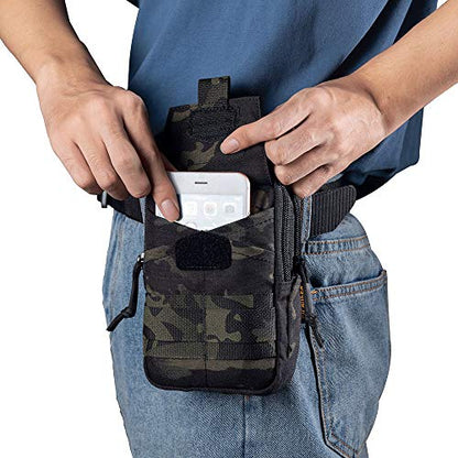 EXCELLENT ELITE SPANKER Tactical Molle EDC Pouch with Cellphone Pouch | Molle admin pouch,molle utility pouch,tool pouch,Organizer Nylon Belt Waist Bag - color: Multicam-Black