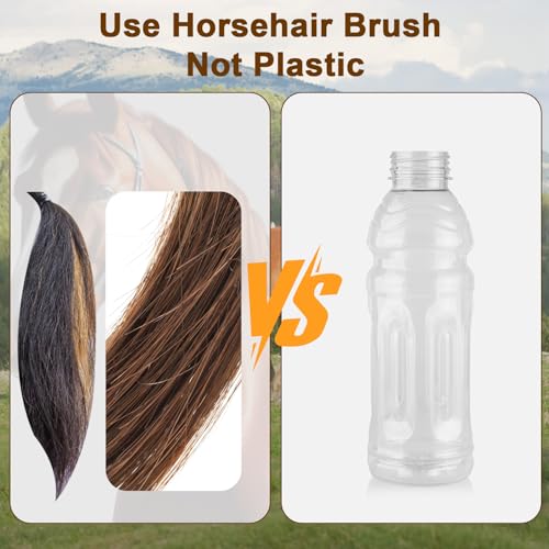 Professional 100% Horsehair Shoe Brush Premium Soft Horsehair Dauber Applicators for Leather Shoes, Boots, Coats & Purses, Curved Handle for Comfortable Grip, Perfect for Leather Shine & Polish