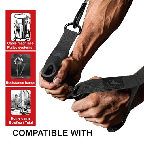 Heavy Duty Gym Workout Handles Attachment for Cable Machine,Resistance Band,Pulley System Home Exercise Equipment, Comfortable and Stronger Grip - color: Carbon Black XG