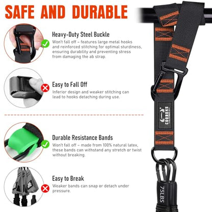 Pull Up Assistance Bands, 300lbs Heavy Duty Resistance Bands for Pull Ups with Adjustable Height, Fabric Feet Rest & Knee Support, Strength Training Pull Up Bar Assist Bands for Home Gym Workouts