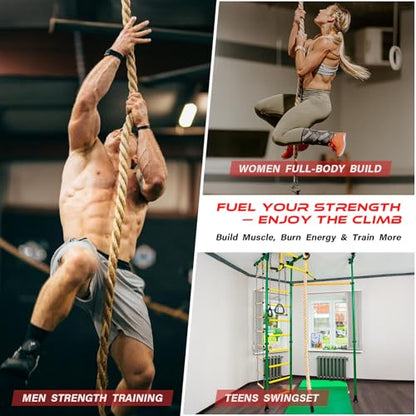 Climbing Rope Gym Workout - 10FT 15FT 20FT 25FT 30FT 35FT Heavy Duty Jute Thick Ropes for Adults Strength Training Outdoor Tree Swing Indoor Home Fitness Exercise - 1.5 Inch - size: 20FT