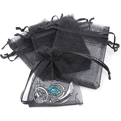 Boshen 100/200PCS Organza Gift Candy Sheer Bags Mesh Jewelry Pouches Drawstring Bulk for Wedding Party Favors Christmas (3" X 4"(200PCS), Black) - color: Black-3" X 4"(200PCS)