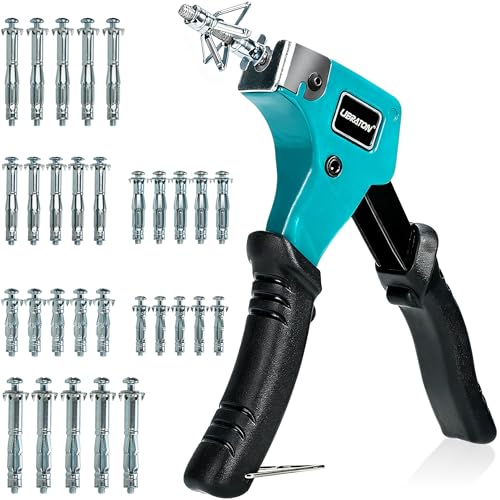 LIBRATON Molly Bolts for Drywall & Plaster Walls (0.12"-1.52"), 30PCS in 6 Sizes with Setting Tool, Heavy Duty Hollow Wall Metal Anchors Screws Kit, Holds Up to 65lbs, for TV, Shelf, Mirror