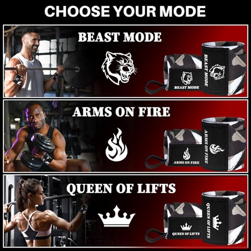 TECEUM Elastic Cotton Weightlifting Wrist Wraps with Thumb Loops, 1 Pair - color: Black Camo, style: 12" – Queen of Lifts