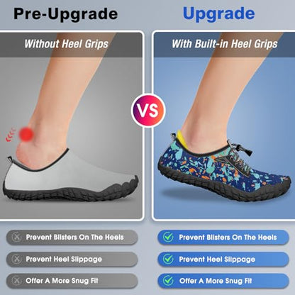 Built-in Heel Grips Water Shoes for Kids Girls Boys Hiking Wide Barefoot Swim Beach Pool Big Kid - color: Magic Blue, size: 6 Toddler