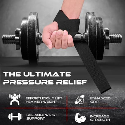 BEAST RAGE Lifting Wrist Straps for Weightlifting, Straps Gym Grip Power Workouts Lifting Straps Padded Neoprene & Premium Cotton Men Women, Deadlift Bodybuilding Exercise Lifting Straps - color: Matte Black