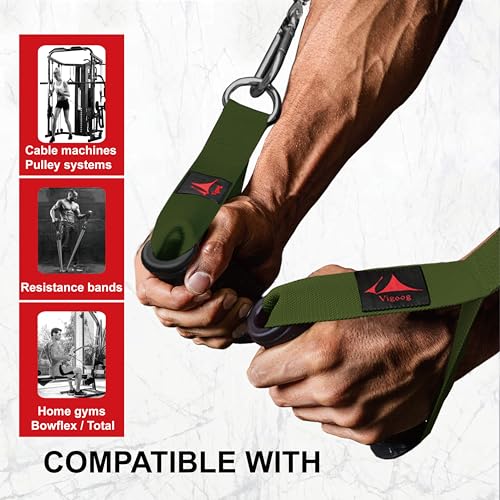 Heavy Duty Gym Workout Handles Attachment for Cable Machine,Resistance Band,Pulley System Home Exercise Equipment, Comfortable and Stronger Grip - color: Military Green