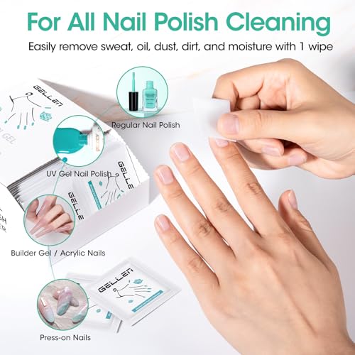 GELLEN Nail Cleanser Pads, 400 Pack Alcohol Prep Pads Individually Wrapped | Nail Cleanser Wipes Remove Tacky Residue, Lint-free Glossy Wipes for Acrylic/Builder/Gel Polish Travel for Perfect Manicure - size: 400PCS