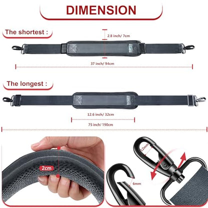 ZINZ 75" Shoulder Strap with Fixed Pad and Dual Balanced Buckles，Dark Gray - color: Dark Gray