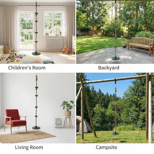 ZENFUN Climbing Rope with Platform and Disc, Tree Swing Seat Set Outdoor Playground Accessories Including Bonus Hanging Strap & Carabiner, Secure Trees House Swings, Gym Backyard, Max Load: 220lb