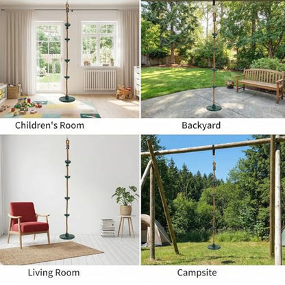 ZENFUN Climbing Rope with Platform and Disc, Tree Swing Seat Set Outdoor Playground Accessories Including Bonus Hanging Strap & Carabiner, Secure Trees House Swings, Gym Backyard, Max Load: 220lb