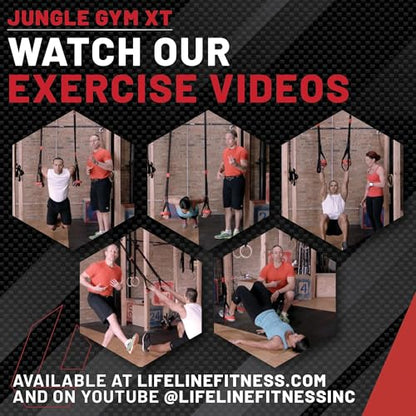 Lifeline Jungle Gym XT Body Weight Suspension Trainer System – Patented Split Anchor, Full-Body Workout, Lightweight Home Suspension Training Kit for Home Gym, Workout Equipment - size: One Size