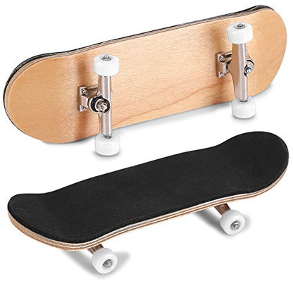 Gavigain 1Pc Wooden Fingerboard Maple Wooden Alloy Fingerboard Finger Skateboards with Box Reduce Pressure Kids Gifts(White)