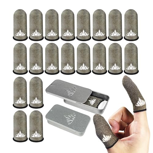 JWH Ultra-Thin Pure Silver Fiber Gaming Finger Thumb Sleeve, Silky Sensitivity,20 Pack Guantes para Dedos dedales Gamer profesionales,with 2 pcs Storage Box,Dedales Gamer,for PUBG Gaming Cots Gloves - color: Silver（20pack,2pcsStorage Box）