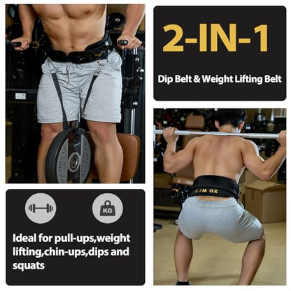 2-in-1 Weightlifting Belt & Dip Belt with Quick-Release Aluminum Buckle - Hybrid Squat Belt for Core Support & Weighted Pull Up Belt with High-Strength Strap - Heavy Duty Neoprene Gym Belt for Men & Women - size: M (28"- 32.5")