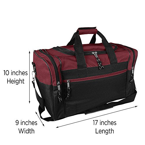 DALIX 17" Blank Duffle Bag Duffel Bag Travel Size Sports Durable Gym Bag - color: Maroon