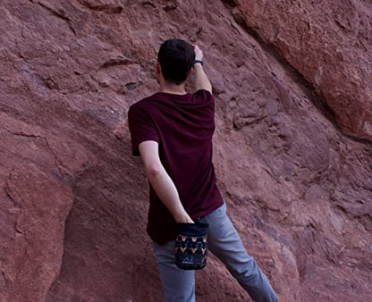 Rock Climbing Chalk Bag | Wide Opening & Fleece Lined | Removable Belt | Large Zippered Pocket | Brush Holder Loops | Bouldering, Gym, Crossfit - color: Dusk