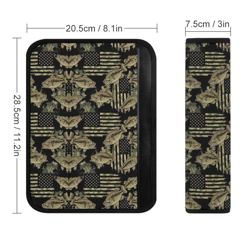 Soft Padded Car Seat Belt Pad for Elderly Support, Stroller Pushchair High Chair, 2 Pack Fish Camo Flag Shoulder Harness Cover Anti-Slip Pad - color: Pattern 527