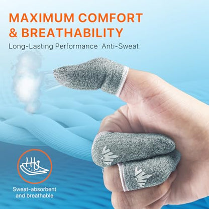 JWH Ultra-Thin Silver Fiber Gaming Finger Sleeves,Blue Thumb Sleeves Gaming Cots,10 Pack Gaming Finger Gloves for PUBG,with Storage Box,High Sensitivity,Anti-Slip,Fundas para Dedos Gamer - color: 10Pcs Blue + Storage box