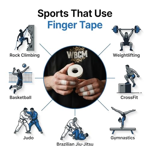 WARM BODY COLD MIND Athletic Finger Tape - 0.5inch x 33ft - Sport Tape for Fingers, Strong Hand Wrap for Crossfit, Weightlifting, Jiu Jitsu, Rock Climbing - color: 6 Rolls White (33ft)