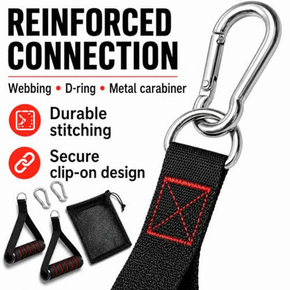 Cable Machine Handles 2 Pack, Foam Grip Exercise Handles with Carabiners and Mesh Bag for Lat Pulldown, Cable Rows, Tricep Pushdown, Resistance Bands and Home Gym Workouts
