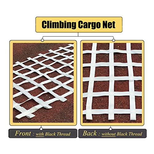 Climbing Cargo Net Heavy Duty,Ninja Net,Rope Ladder for Kids Outdoor Treehouse Backyard Playground Indoor Obstacle Webbing Net for Swing Set Jungle Gym Accessories for Slacklines,White - size: 3x4ft/0.9x1.2m
