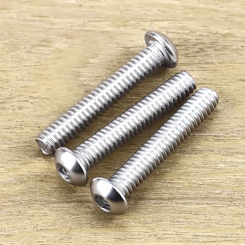 1/4-20 x 1-5/8" Button Head Socket Cap Bolts Screws, 304 Stainless Steel 18-8, Allen Hex Drive, Bright Finish, Fully Machine Thread, Pack of 50 - size: 1/4-20 x 1-5/8
