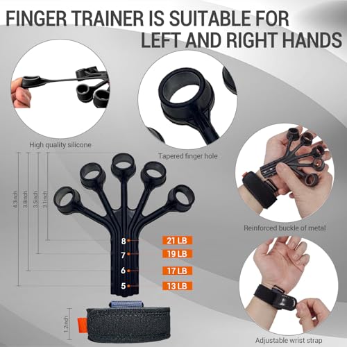 Hand Grips Strengthener, Forearm Strength Trainer- Adjustable Resistance 11-220Lbs Hand gripper with Counting,Finger Exerciser,Hand Extension Exerciser for Muscle Building and Injury Recover Combo Set - color: Gray Combo Set