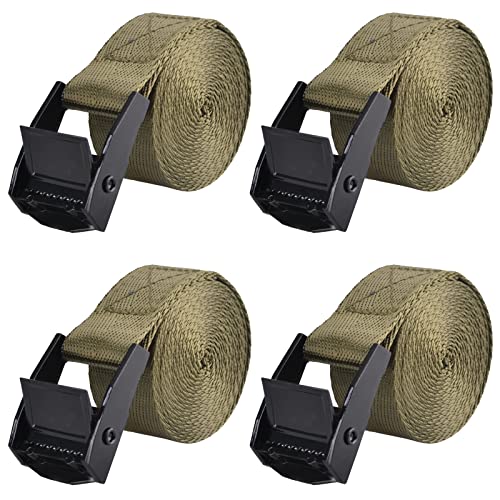 Cinch Tie Down Strap Lashing Straps Heavy Duty Nylon Straps with Cam Buckles for Cargo, Trucks, Boat, Motorcycle,SUP, Kayak, Canoe, Trailer (1m, Green - 4 Pack) - color: 01# Green - 4 Packs, size: 1" x 3.3'