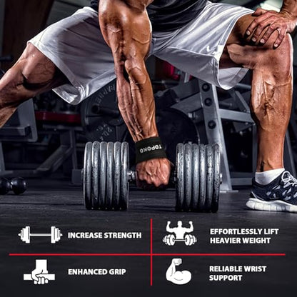 TOPOKO Lifting Wrist Straps for Weightlifting, Deadlifts, Powerlifting & Strength Training – 21.2” Cotton Workout Straps with Neoprene Padding & Non-Slip Hex Grip – Gym Straps for Men & Women