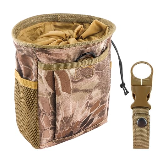 Drawstring Highend Rock Climbing Chalk Bag with a Carabiner Different Pockets for Climbing Bouldering, Gymnastics, Gym Pouch, Cross Fit and Lifting - color: khaki camouflage