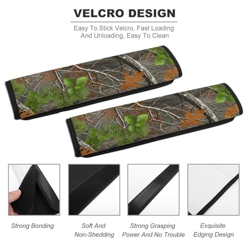2PCS Hunting Camo Tree Camouflage Car Seat Straps Shoulder Pads Universal Soft and Comfortable Seat Belt Covers Cushion for Child, All Vehicles, Shock Absorption - color: Pattern 331