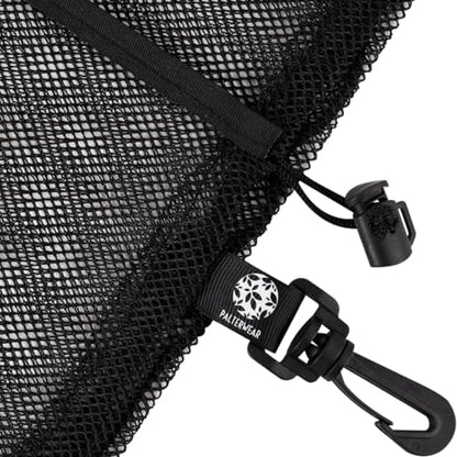 PALTERWEAR Small Mesh Drawstring Bag With Clip and Toggle Closure (Set of 4, Black, 6 x 8 inch) for Watersports, Outdoor, Gym - size: 6 x 8 inch