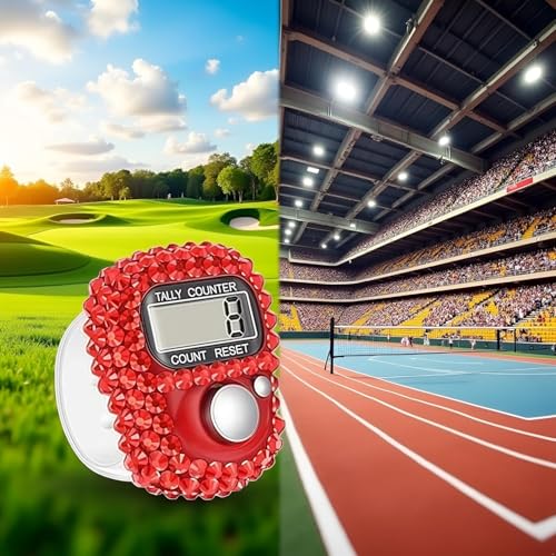 Electronic Tally Counter with Display, Resettable Portable Electronic Finger Counter for Golf, Track and Field, Lap Counting - color: Red