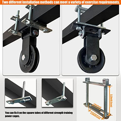 Power Rack Pulley Attachment, LAT Pulldown Machine - Cable & Weight Dual Pulley System for Home Gym Strength Training, Power Racks - color: Style 3