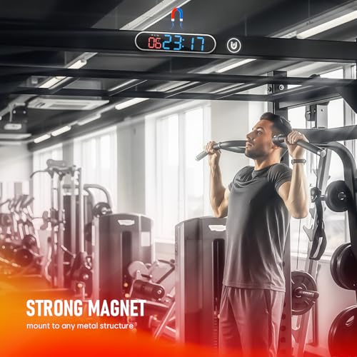 Dienmern Portable Gym Timer Clock with Strong Magnet - Workout Interval Timer with Countdown/UP/Stopwatch, 50Hours Powerful Battery Gym Clocks for Home Gym/Garage/Boxing/Fitness