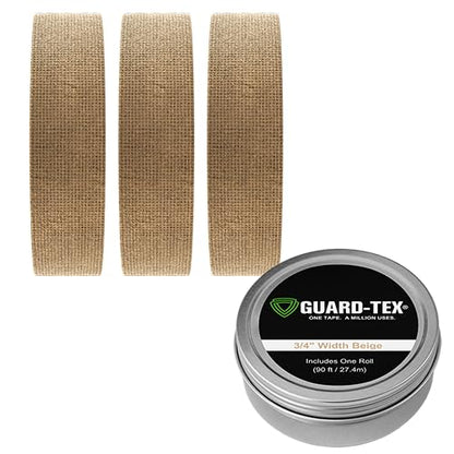 Guard-Tex® Beige Athletic Finger Tape - Self-Adhesive Natural Cotton Air-Mesh™ No Residue - 3/4 Inch - 3 Rolls, 90 Ft (270 Ft Total) - USA Made - color: Sandstone Beige, size: 3 rolls, 3/4"