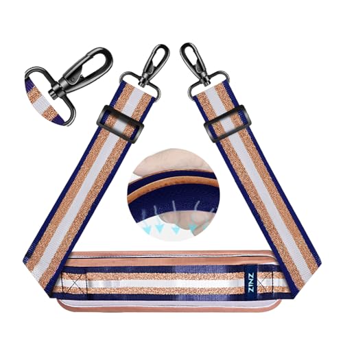 ZINZ 75" Shoulder Strap with Fixed Pad and Dual Balanced Buckles，Blue Gold Jacquard - color: Blue Gold Jacquard