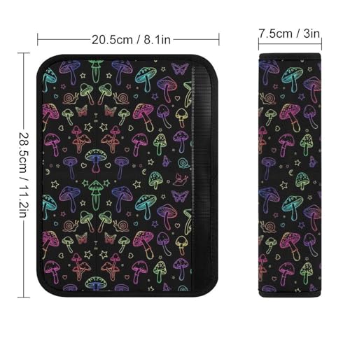 2 Pack Breathable Car Seat Straps Shoulder Pads for Adults and Children, All Vehicles, Halloween Mushroom Neon Harness Pads Strap, Pressure Relief - color: Pattern 1271