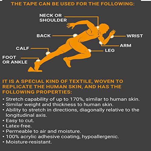 JB Tape Kinesiology Tape, Beige, 80 Precut 10-Inch Strips, 4 Rolls | Elastic, Latex-Free, Water Resistant, Athletic Muscle & Joint Support - color: Beige Neutral