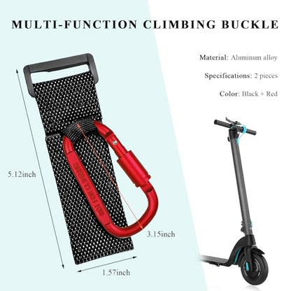 2PCS Hook for Hanging Helmet Goggle Headsets Bags, Heavy Duty Carabiner Clip, Adjustable Strap Hook for Scooter (Red) - color: Red