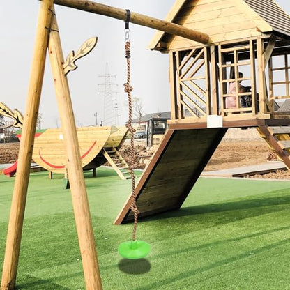 RedSwing Rope Ladder and Pro 3-in-1 Disc Swing Seat Combo, Climbing Ladders for Swingset, Hanging Rope Ladder with Strap and Snap Hook, Great for Play Set, Outdoor, Tree House, Playground - color: Light Green + Rainbow