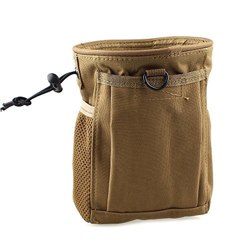 DLP Tactical Multipurpose MOLLE Utility Pouch – 8x6x3 Bag for Tools Mags NVG Chalk or Gear – Nylon Dump Pouch with Side Pockets Hook & Loop Front Pocket and Shock Cord Closure - color: Tan
