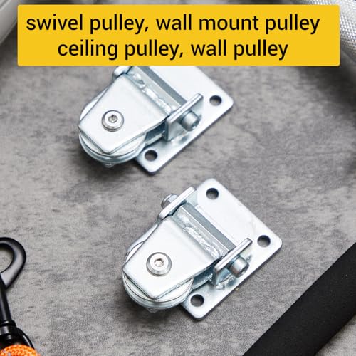 Hicarer 6 Pcs 1-3/8" Groove Cable Pulley Rotation Traction Wheel for Wall Ceiling Mount, Heavy Duty Pulley Block Roller System Duplex Bearing Silent for Rope Lifting Gym Equipment Sliding Gate, 330lb